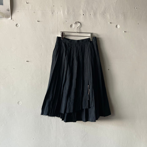 KAI Cotton-Linen Pleaded Wrap Skirt